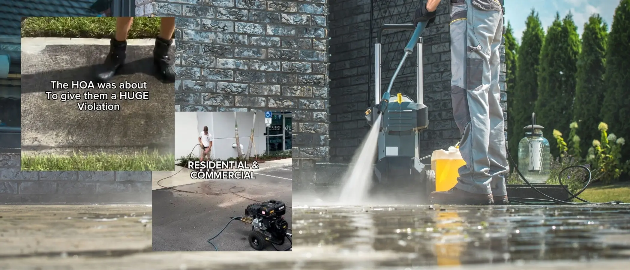 Kai and Micah Crouch working together on an exterior cleaning job